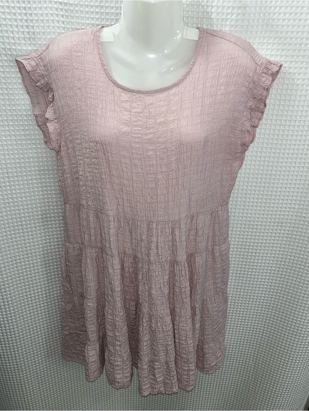 Knox Rose Dusty Rose Crinkled Tiered Mini Dress size small - Picture 5 of 9